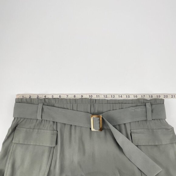 J. Jill Caraway Olive Green Belted Paperbag Skirt Womens Modest Size XLP Pockets - Picture 8 of 10